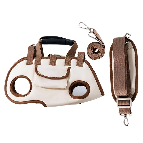 Pet Carrier Backpack, Beige Fashion Breathable Oxford Cloth Travel Bag with Adjustable Shoulder Strap, Hands-Free Design, Included 4.9 ft Leash, S Size for 4.4-8.8 lbs Pets, Chest 13.8-16.1 in