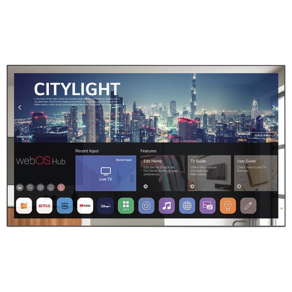Soulaca 27 inches Smart Bathroom Mirror LED TV Waterproof ATSC Tuner webOS System AI Built-in Alexa Voice Control