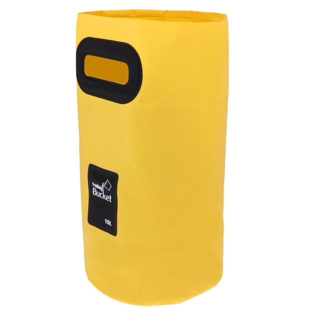 Cubo de almacenamiento plegable Zulema para acampar al aire libre con asa de transporte amarillo