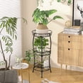 thumbnail image 3 of VECELO 3 Tier Plant Stand, Heavy Duty Metal Planter Holder, Indoor Outdoor Round Potted Stand, Black, 3 of 9