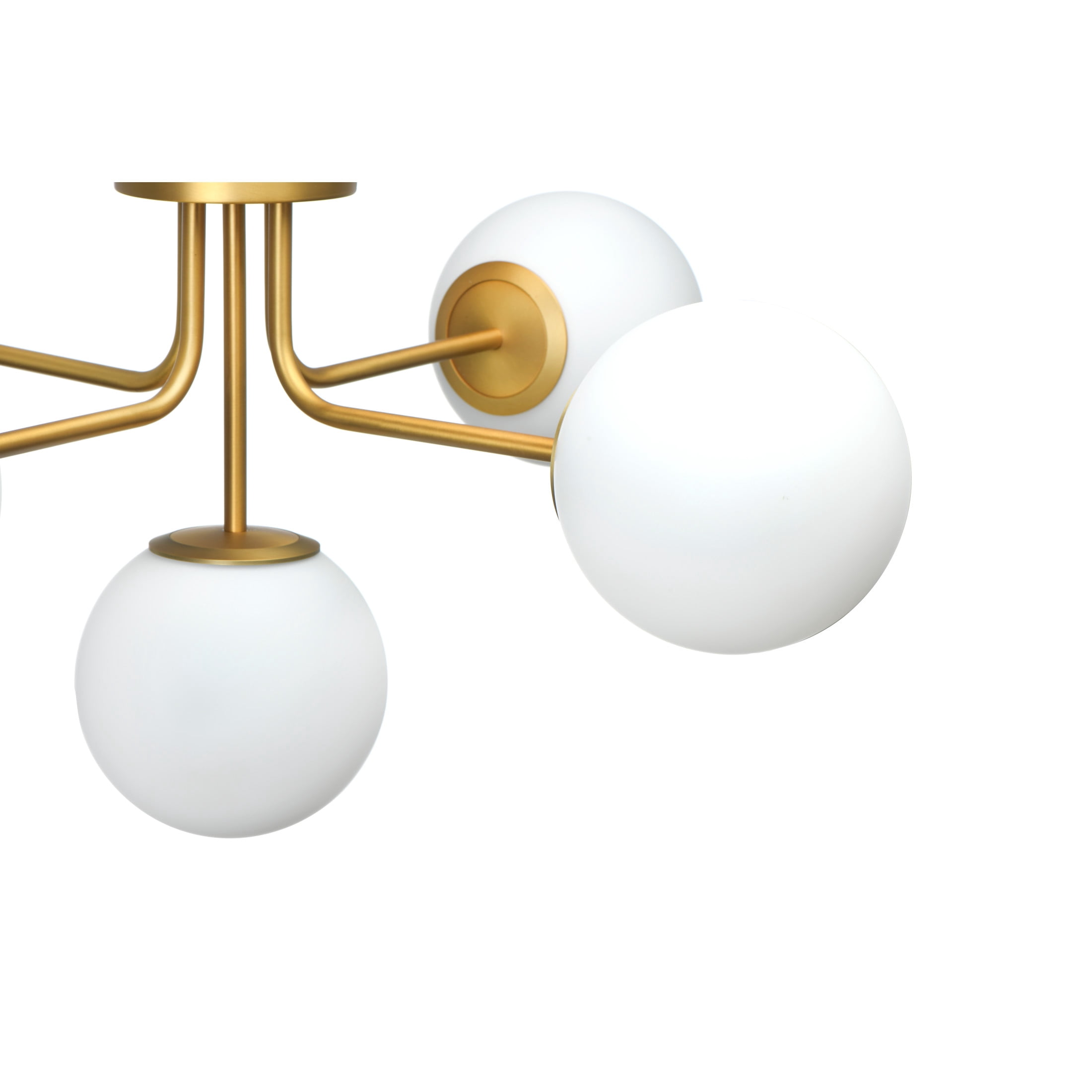 Creative Co-Op Sputnik Flush Mount Opal Glass Ceiling Light, Brushed Gold