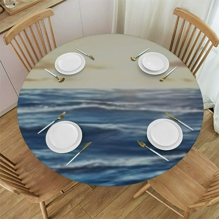 

Sheronv Sailboat Ocean Sunbeam Round Table Cover Stain Resistant Washable 100% Polyester Waterproof Tablecloth for Indoor Outdoor Kitchen Dining Wedding Parties 46 -50