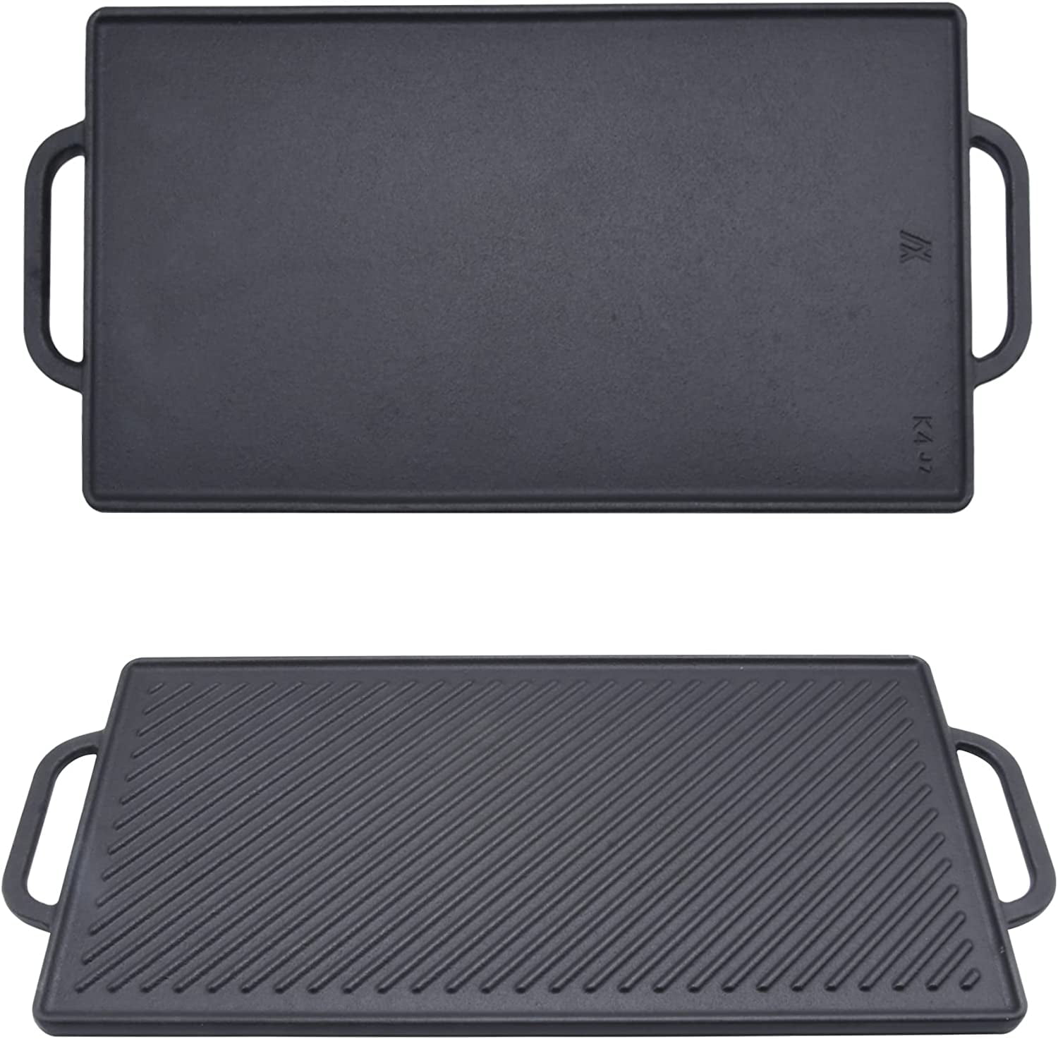 1-Piece 16.50 Inch Cast Iron Griddle Plate | Reversible Pre-Seasoned Cast  Iron Grill Pan for Gas Stovetop | Double Sided Used on Open Fire & in Oven  