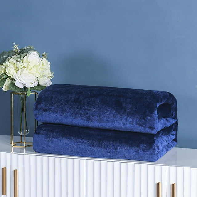Super Soft Warm Fleece Blanket,100x150cm,Solid Color,Sofa Bedding,Home Decor,Cozy Throw Rug,Multi-Use,Plush Material,Summer Breeze,PENDANE,Navy