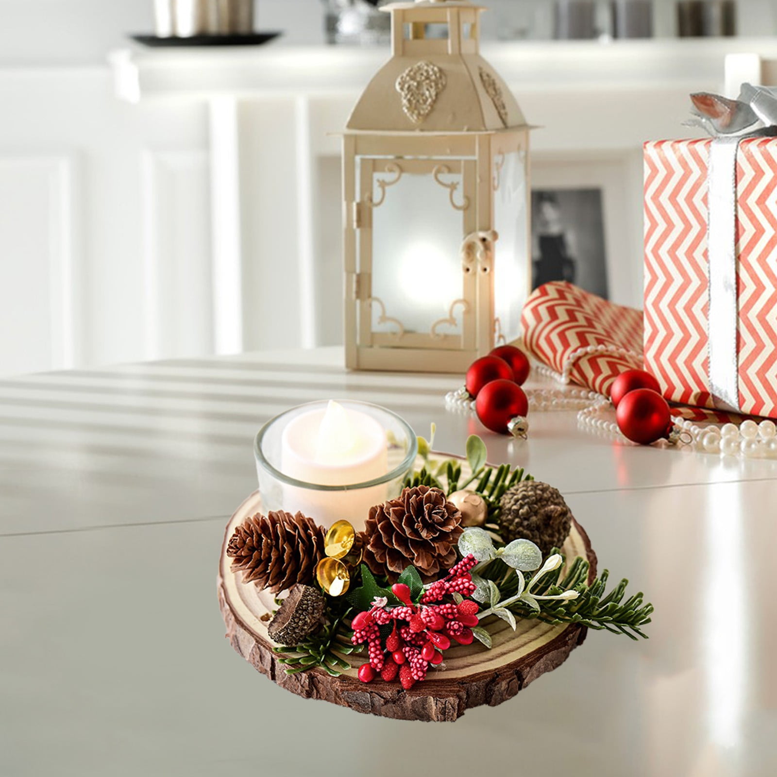Bougeoir Rotatif à Effet Flamme Dansant - Décoration Noël, Mariage, Maison (Motif Élan & Flocon)