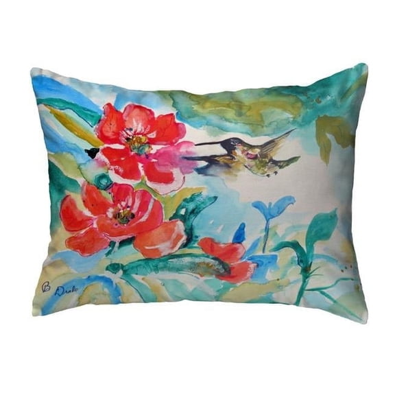 Betsy Drake NC1007 16 x 20 in. Hummingbird & Red Flower Non-Corded Indoor & Outdoor Pillow