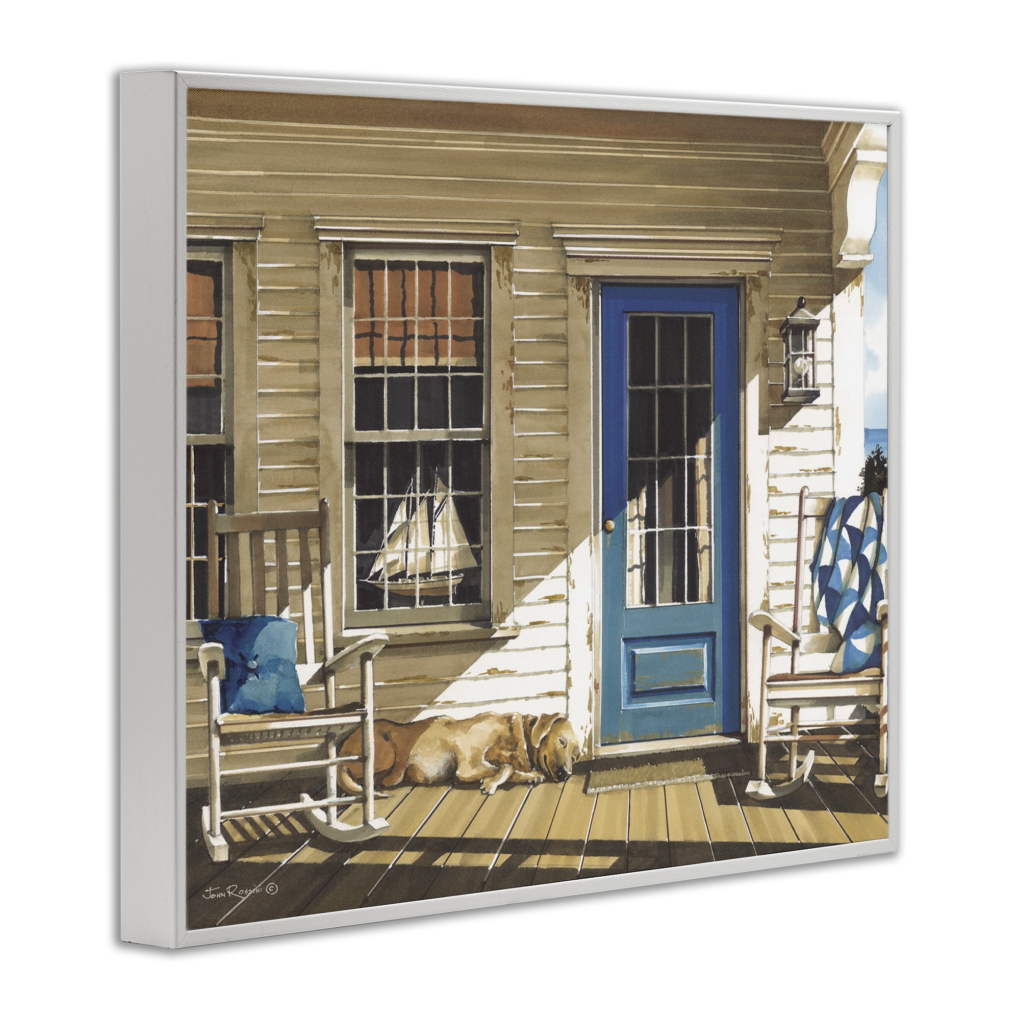 Stupell Industries Front Porch Gathering White Framed Giclee Art, design by John Rossini