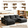thumbnail image 3 of GEMBED Modular Sectional Sofa 5 Seater Cloud Couch with 2 Movable Ottoman Deep Seat Boneless Couches for Living Room, No Assembly Required, Gray, 3 of 8