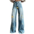 thumbnail image 2 of DPTALR Women's High Rise Vintage Floral Straight Leg Summer Denim Pants,Yellow,Size S, 2 of 6