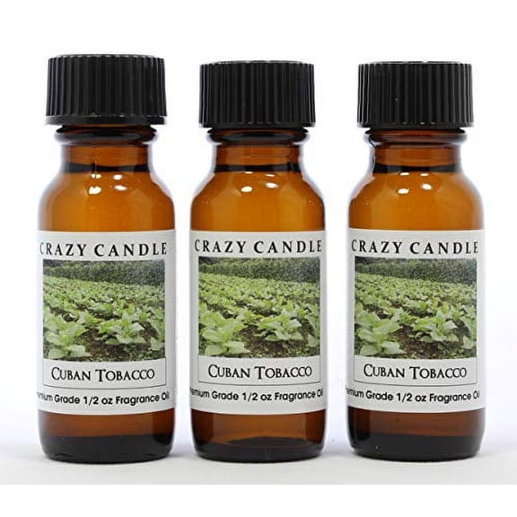Crazy Candles Cuban Tobacco 3 Bottles 1/2 Fl Oz Each (15ml) Premium Grade Scented Fragrance Oil