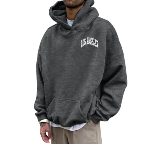 Vedolay Mens Hoodies Pullover Long Sleeve Crewneck Striped Pullover Tops Gray,L