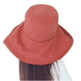 thumbnail image 3 of Penkiiy Super Wide Brim Women Sun Hat Cotton Floppy Packable Reversible Wired Edge Hats UV Protection Summer Beach Travel Garden Women's Bucket Hat Red, 3 of 9