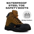 thumbnail image 5 of Jacata Waterproof Leather Steel Toe Boots for Men Slip Resistant Rubber Outsole Safety Mens Work Boots (Size 10), 5 of 8
