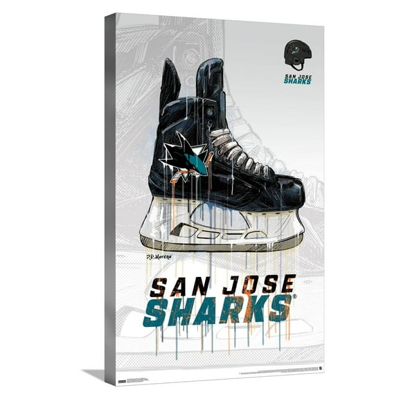NHL San Jose Sharks - Drip Skate 21 Canvas Wall Poster, 14.725" x 22.375"
