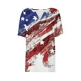 thumbnail image 4 of Lilgiuy 4th of July Tops for Women Short Sleeve V Neck 2024 Summer Casual T Shirt Tee Trendy American Flag Star Print Button Basic Pullover Blouses (Wine,L), 4 of 5