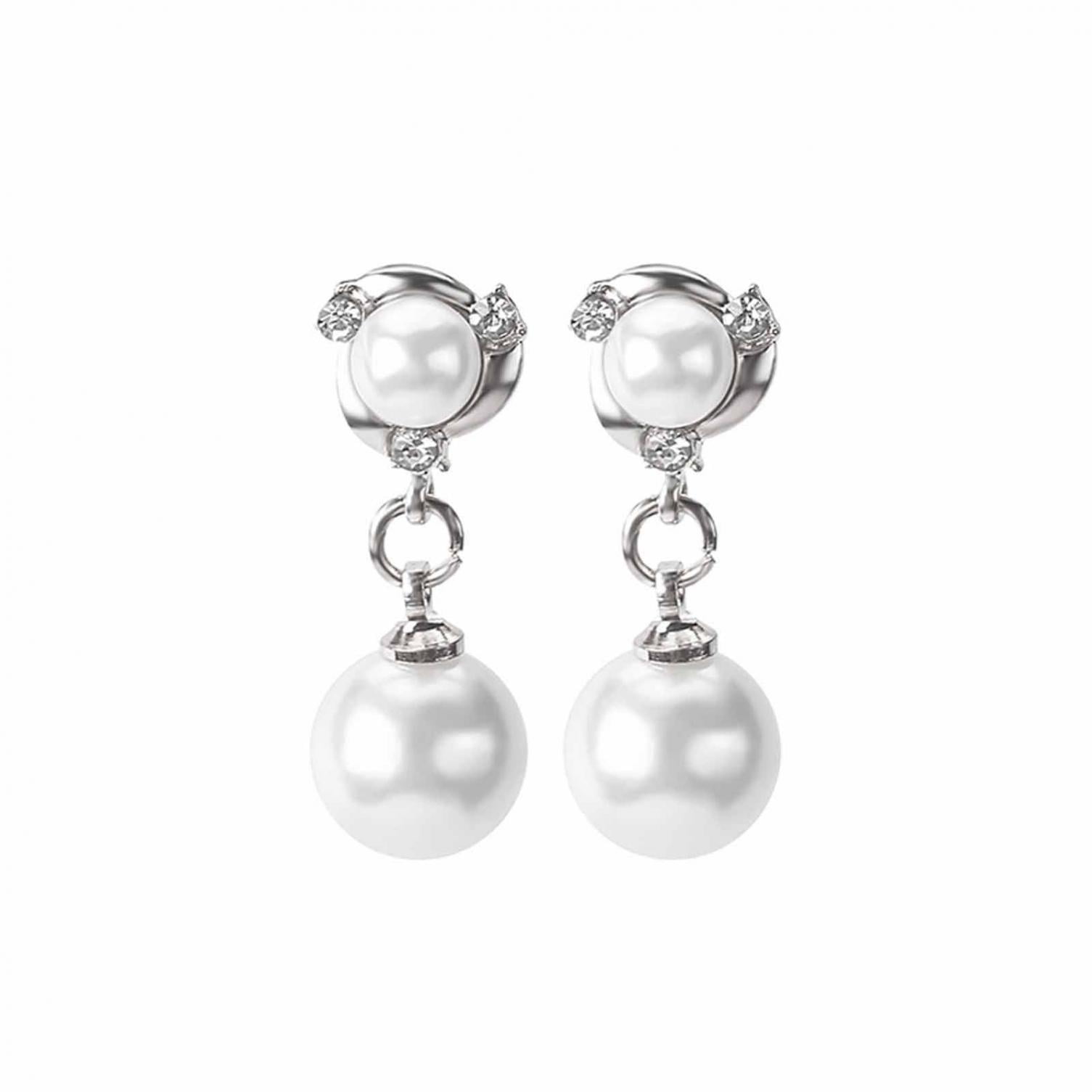 Clearance! EQWLJWE Diamond Freshwater Cultured Pearl/cr. Sapphire Post