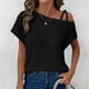 thumbnail image 2 of Top de manga corta de punto con hombros descubiertos para mujer - Blusa informal ligera - Conjunto de verano de color liso - S-XXL, 2 of 6