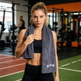 thumbnail image 4 of Sports Towel - Double Pack, 12"x51", Dark Gray, 100% Cotton - Certified, Very Absorbent and Quick-Drying, for Fitness, Gym and Yoga, 4 of 6