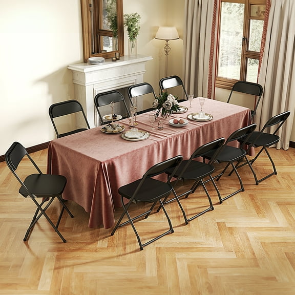 JOINSUN 10P Folding Chair Indoor Outdoor Portable,Stackable for Picnics and Restaurants,Teens and Adult,Black