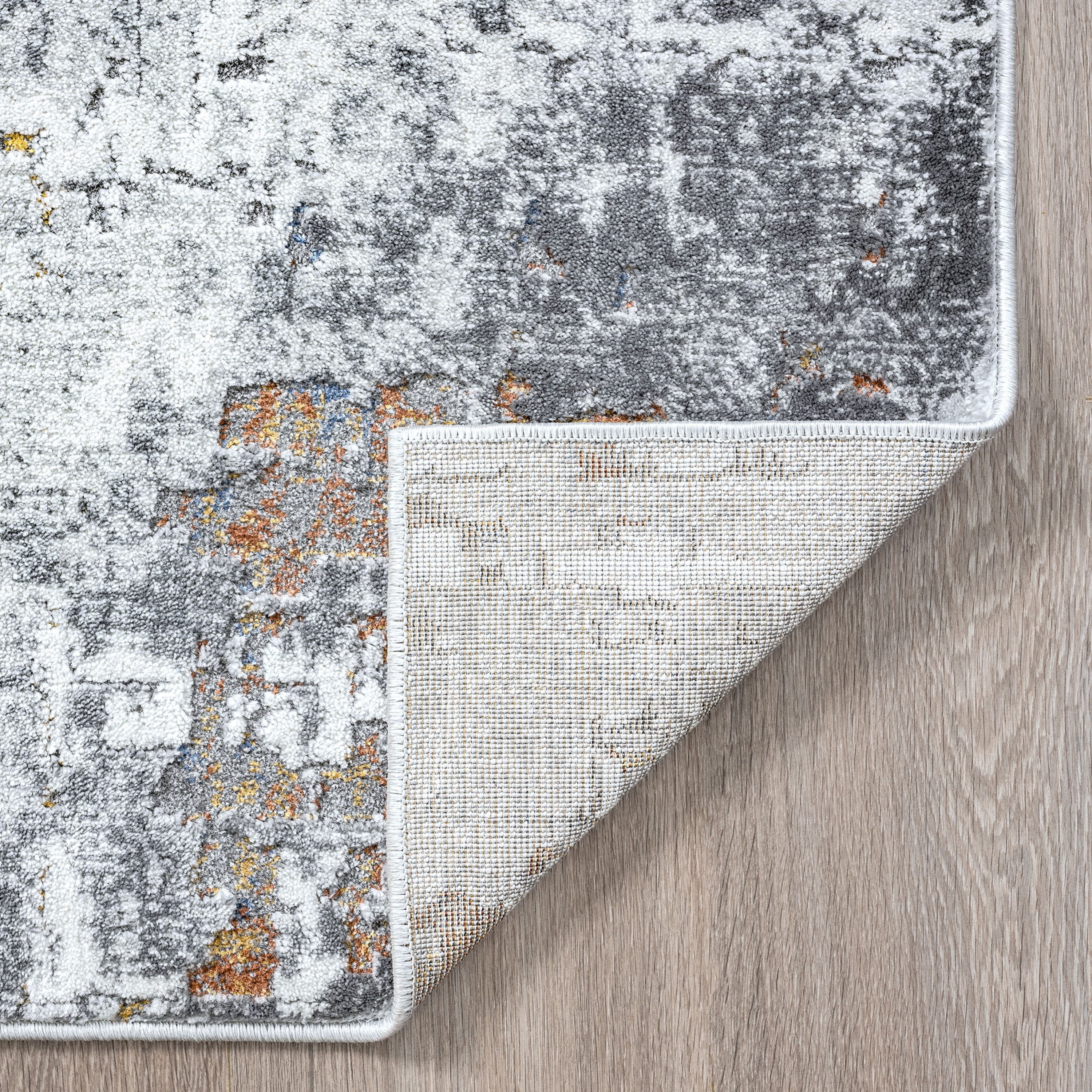Contemporary 3x10 Area Rug (2'7'' x 9'10'') Abstract Gray, Teal Indoor Runner Easy to Clean