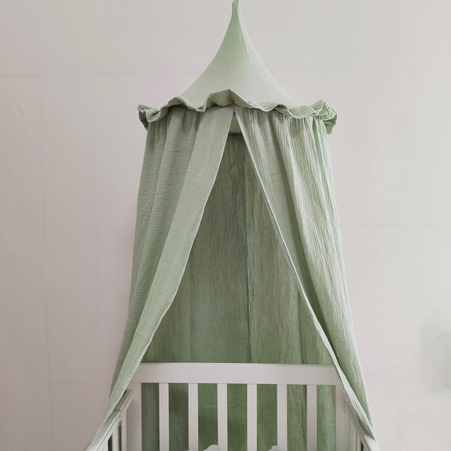 Toldo colgante de muselina de algodón con volantes para habitación de niños, baldachina de cama Premium, 100%