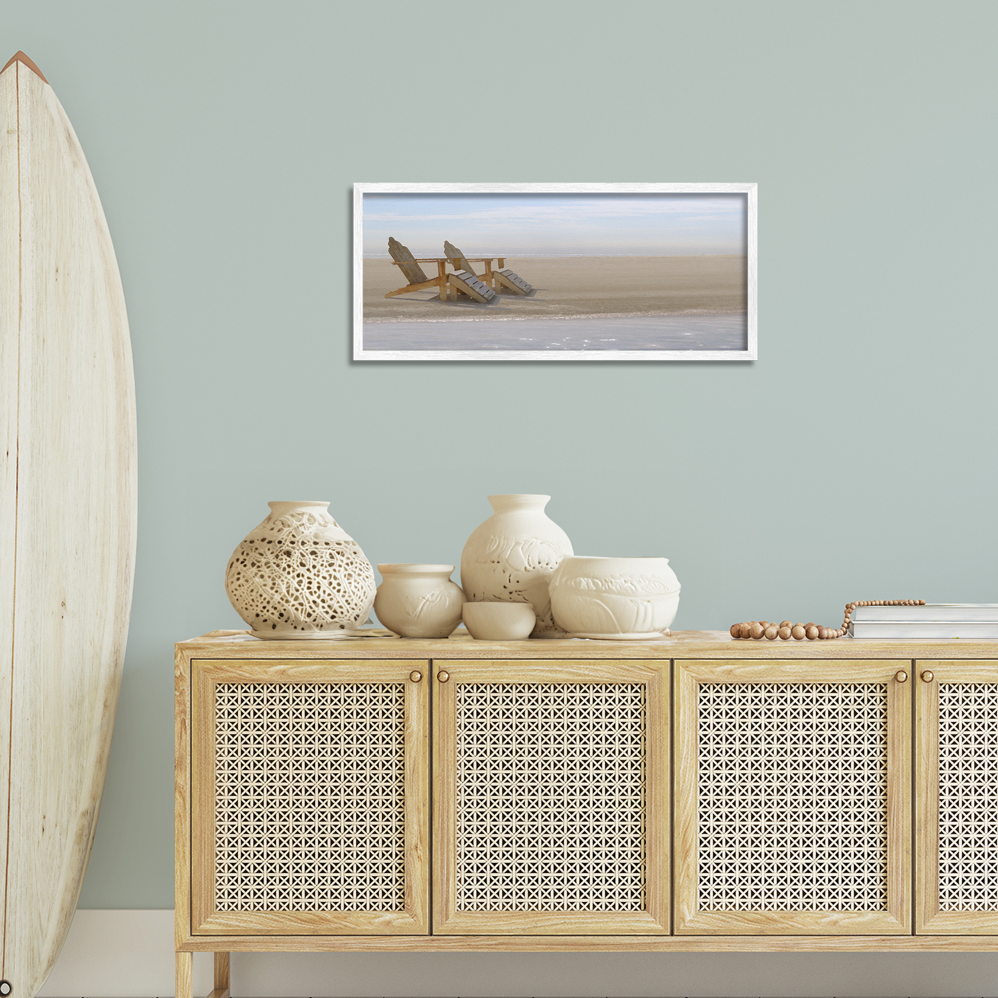 Stupell Industries Endless Beach Scene Landscape Photography White Framed Art Print Wall Art, 30 x 13