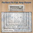 thumbnail image 3 of Erinnyees 9'x12' Rug - Soft Low-Pile Faux Wool with Non-Slip Backing, Vintage Design, Machine Washable, for Living Room, Bedroom & Dining, 3 of 7