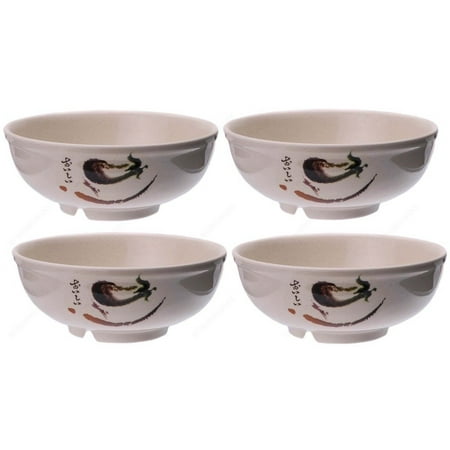 - M.V. Trading EP717 Pho Soup Melamine Bowls with Eggplant Design Series, 40-Ounces, 7-Inches, Set of 4
