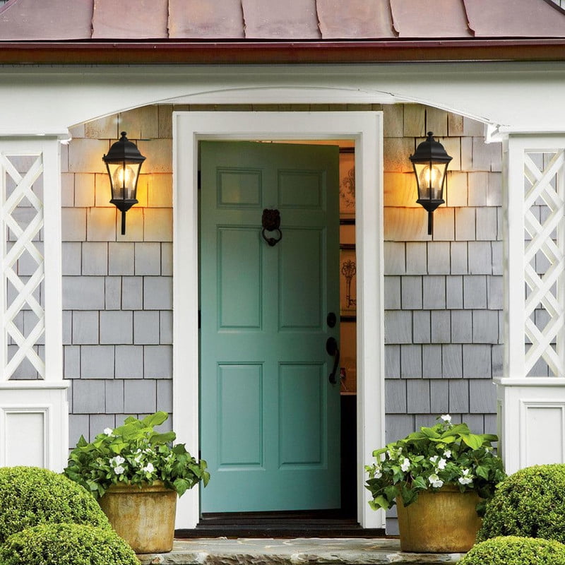 2-Pack Outdoor Wall Lantern Lights – Vintage Black Metal Sconce Exterior Lighting Fixtures for Porch, Patio, Garden, Entryway (E26 Base, Bulbs Not Included)
