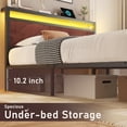 thumbnail image 4 of Bolvdo Full Size Bed Frame with Linen Storage Headboard, LED Light & Charging Station, Noise-Free, Vintage Brown, 4 of 7