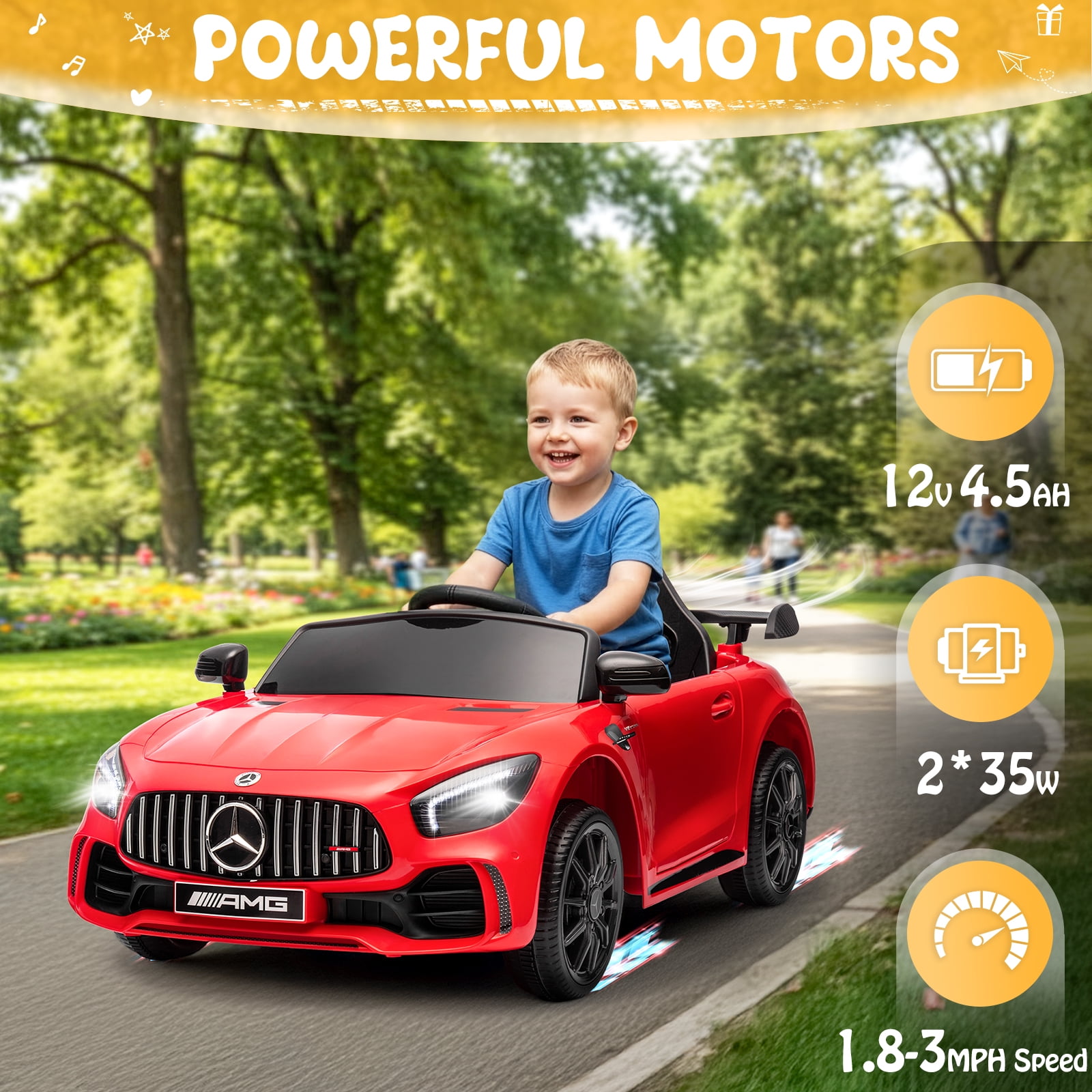 UBesGoo 12V Licensed Mercedes-Benz Electric Ride On Cars Toys for Kids, Power Wheels with Parent Remote Control, Red