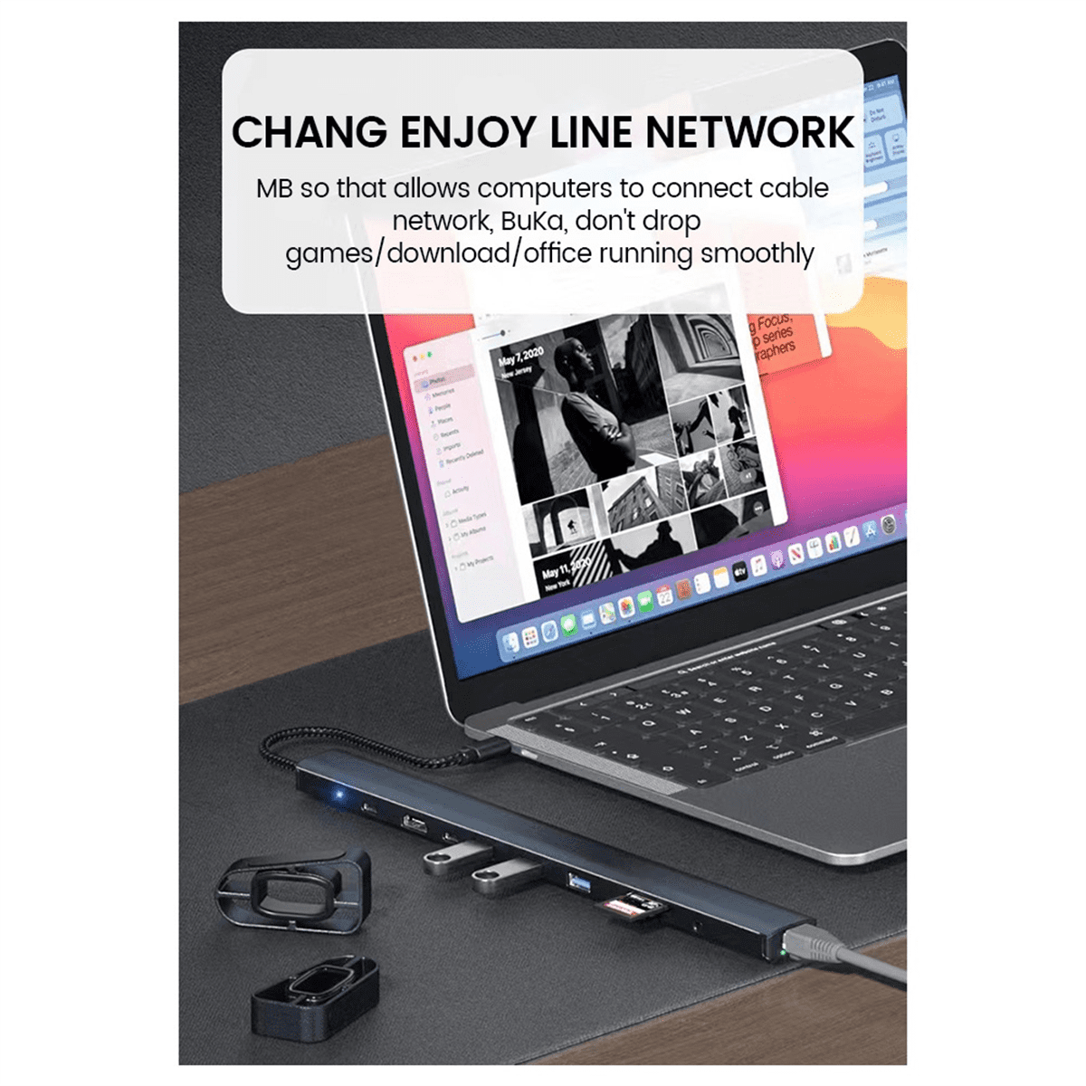 10-In-1 USB C Hub Multi-Port Splitter Adapter USB TYPE-C to 3.0USB PD100W Docking Station Laptop Stand
