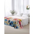 thumbnail image 5 of Spring Floral Queen Size Flat Sheet, Wrinkleproof & Fadeproof Cooling Flat Bed Sheet Only, Pink Orange Flowers Summer Botanical Breathable Soft Bedding Top Sheets 90 x 102 Inches, 5 of 8