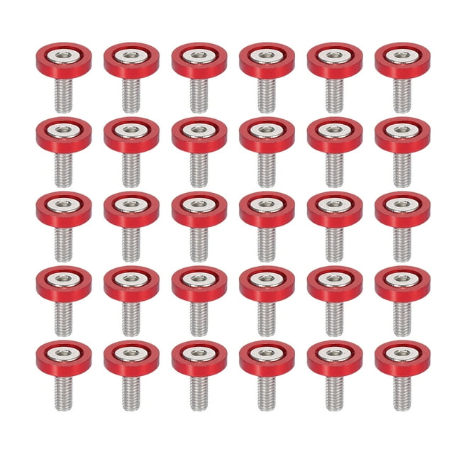 30 Piezas Coche Parachoques Guardabarros Arandela Pernos M6x1.0 Aluminio Aleación Rojo