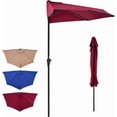 thumbnail image 2 of Simenmax 9 FT Half Umbrella Outdoor Patio, Scalloped Half Umbrella with Crank, Space-Saving Design for Poolside, Terrace,Red, 2 of 9