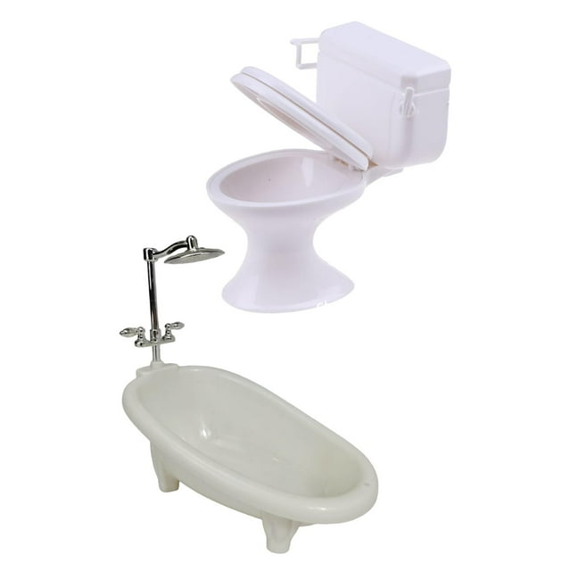 Muebles para Casa de Muñecas, Modelo de Exhibición, Baño con Inodoro