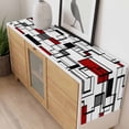 thumbnail image 4 of Red Geometric Table Runner - 48 Inch Long, Kitchen Dining Table Runner Dresser Scarves, Modern Black Gray Abstract Striped Art Farmhouse Decor for Coffee Tables Wedding Party Banquet, 4 of 8