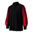 thumbnail image 2 of Mens T-shirts Men's Casual Loose Fit Stand Collar Shirt With Tie Detail Color Block Design For Daily Wear Comfortable Non Stretch Fabric All Season Mod Bod Tops Long Sleeve Shirt Men Red 3XL, 2 of 6