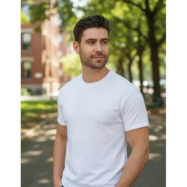 Playera Hombre 100% Algodón Corte Regular Color Blanco