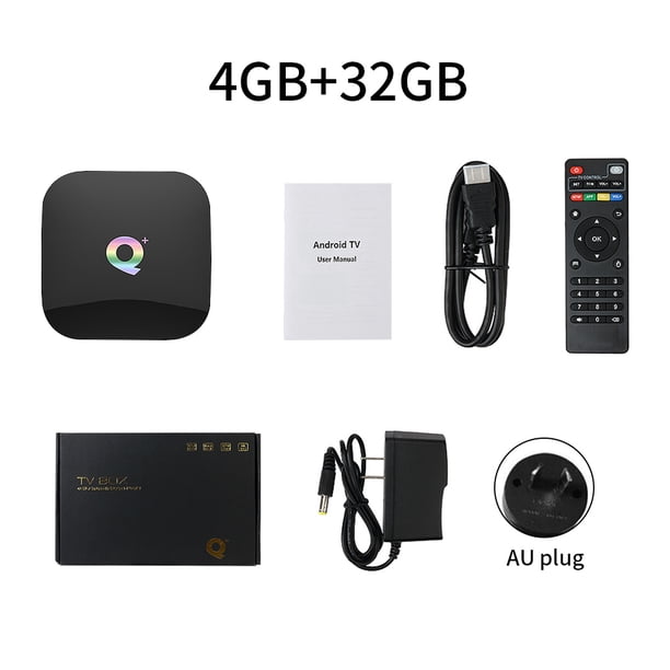 Reemplazo del receptor de televisión Quad Core TV Box 6k para Android 9.0 Media Player Set Top Box AU Plug 4GB + 32GB Kearding EL000077-04B