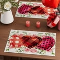 thumbnail image 3 of Valentines Day Plaid Love Hearts Pink Roses Eucalyptus Leaves Cloth Placemats Set of 4 Table Mats Table Decorations 12x18 Inch, 3 of 5