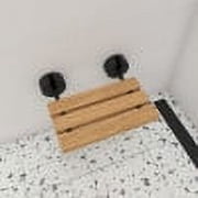 ALFI brand ABS16R-BM Black Matte 16" Wide Foldable Teak Shower Seat with Round Hardware