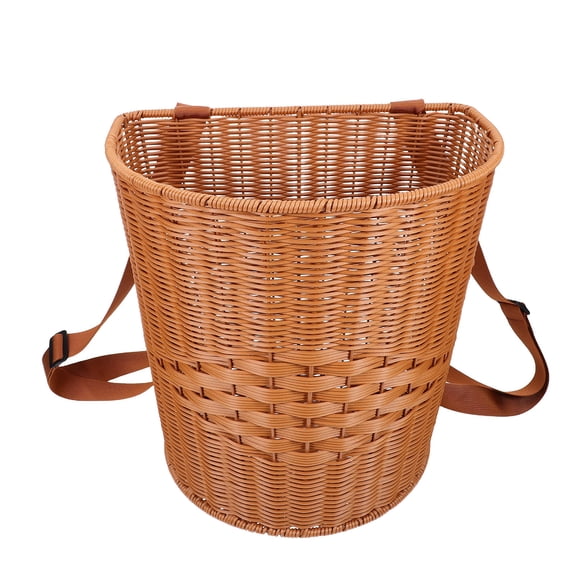 SEWOART Imitation Rattan Wicker Basket Backpack with Shoulder Straps for Outdoor Picnic and Harvest Storage