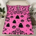 thumbnail image 2 of Manfei Pumpkin Ghost Bed Sheets King,Black Pink King Sheet Sets,Happy Halloween Bedding Sets King Size,Super Cozy Damask Bedroom Decorative,4pcs, 2 of 6