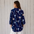 thumbnail image 2 of Nyfairy Plus Size Women's Floral Embossed Print Long Sleeve Button Down Casual Shirt, 2 of 5