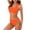 Orange, variant on Womens Summer 2 Piece Swimsuits Bikinis Sets Solid Color Padded Backless Wave Classic Beach Vacation Bikini Swimwear Set White, S
