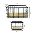 thumbnail image 4 of happimess BSK3004A-3SET Evvie Vintage Farmhouse Handmade Wire Metal Nesting Storage Baskets with Wood Base, Black/Natural (Set of 3), 4 of 6