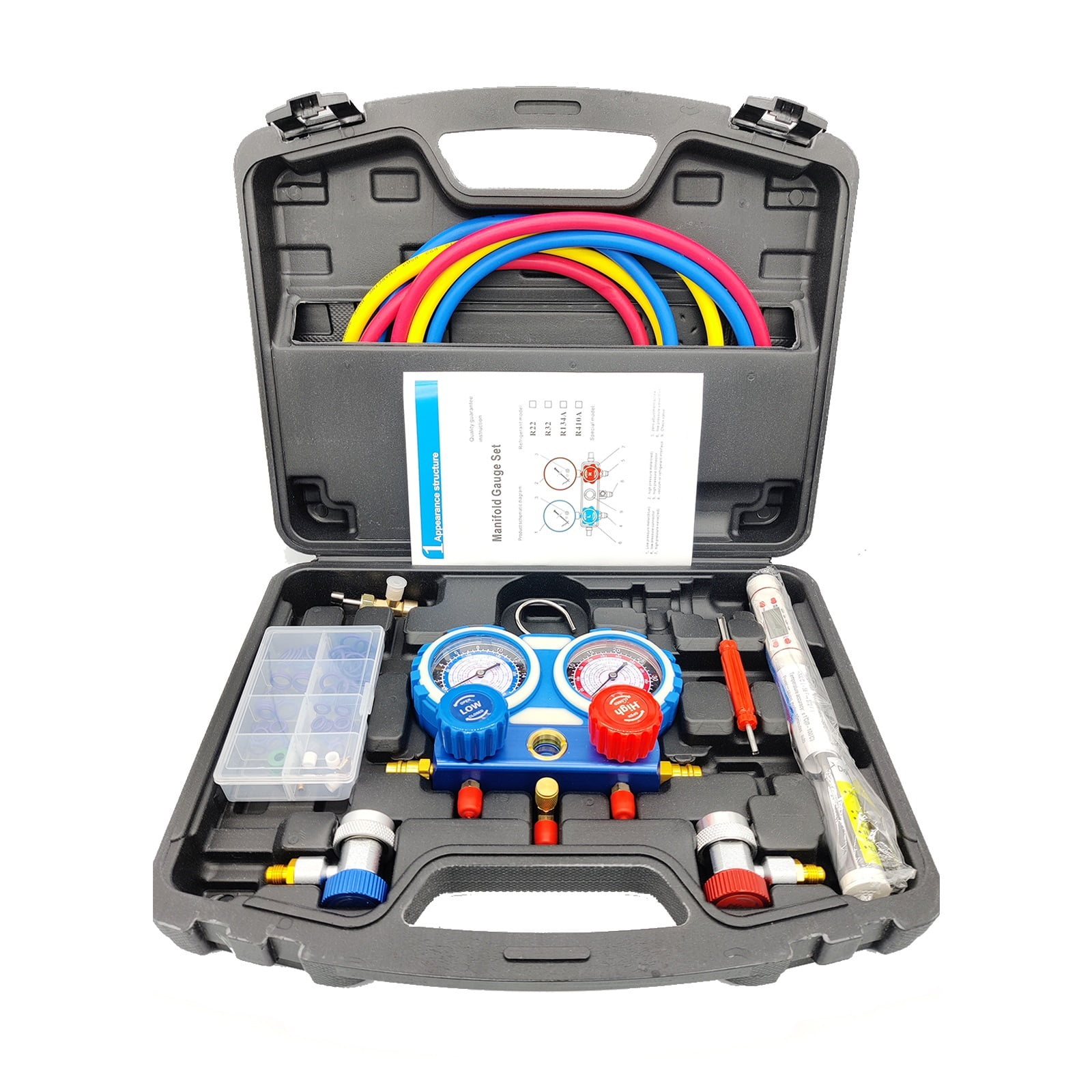 Refrigerant Manifold Gauge Set Air Conditioning Tools With Hose And Hook For R134A R22 R407C R404 Air Conditioning Refrigeration ,Accurate and Precise Gauges