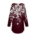 thumbnail image 5 of Red Womens Tops Womens Blouses Dressy Casual Fall Hippie Tshirts Shirts Long Sleeve Cute Tops Floral Tunics Tops Crew Neck Sweatshirts Shirts for Women, 5 of 5