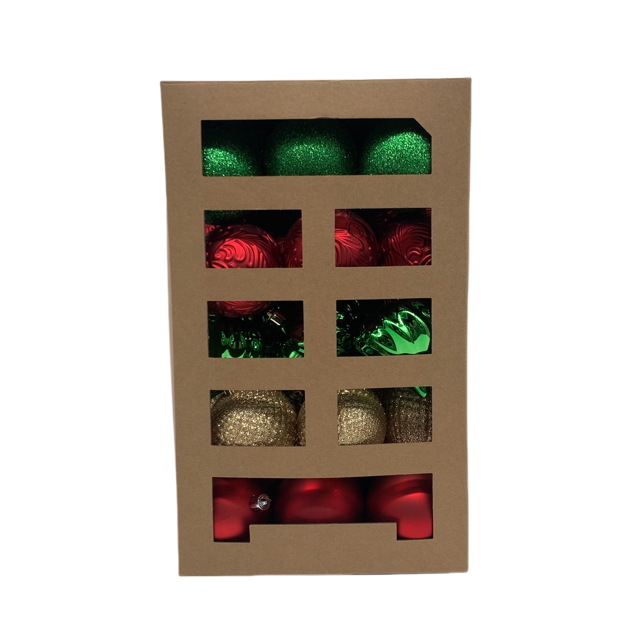 Holiday Time 45-Count Shatterproof Ornaments-Red/Gold/Green, Measures 2.76" in diameter